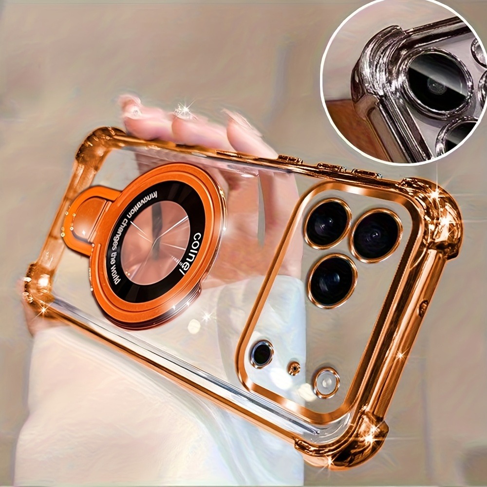 Phone Accessories Ring Holder - เคสโทรศัพท์หรูหราแบบใสเคลือบเงาสำหรับ iPhone 18 17 16 15