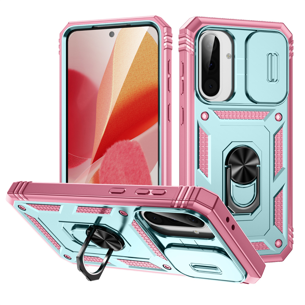Phone Accessories Ring Holder - เคสโทรศัพท์แบบมีขาตั้ง 360 องศา พร้อมฝาปิดเลนส์กล้อง สำหรับ Samsung