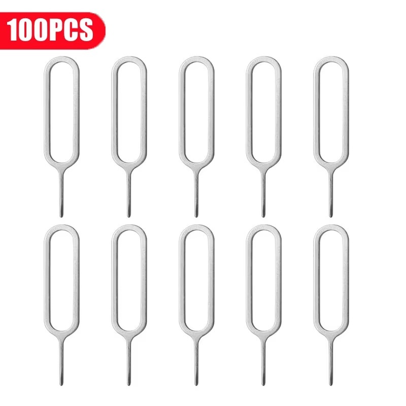 Sim Card Tool - 1-100 ชิ้น เครื่องมือเปิดถาดซิมการ์ดป้องกันการสูญหาย พร้อมเข็มเปิดถาดซิม สำหรับ iPhone,