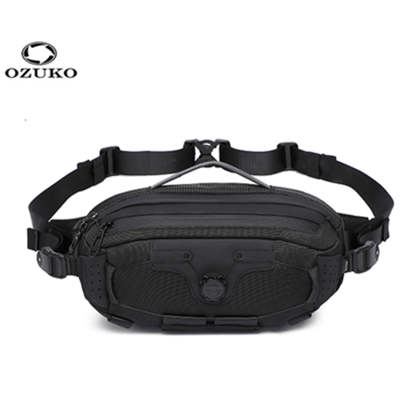 Phone Accessories For Men - OZUKO กระเป๋าคาดหน้าอกมัลติฟังก์ชั่นสำหรับผู้ชาย Tactical Techwear กระเป๋าคาดเอว ดีไซน์ปุ่มหมุน