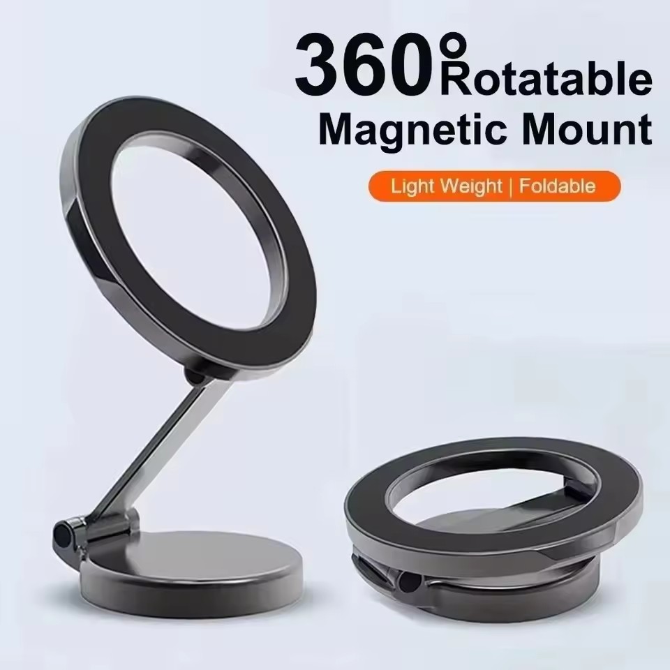 Phone Accessories Website - ที่วางโทรศัพท์มือถือในรถยนต์แบบแม่เหล็กพับได้สำหรับ MagSafe 360 ° ขาตั้งแม่เหล็กปรับระดับได้สำหรับติดตั้งในรถยนต์สำหรับ iPhone