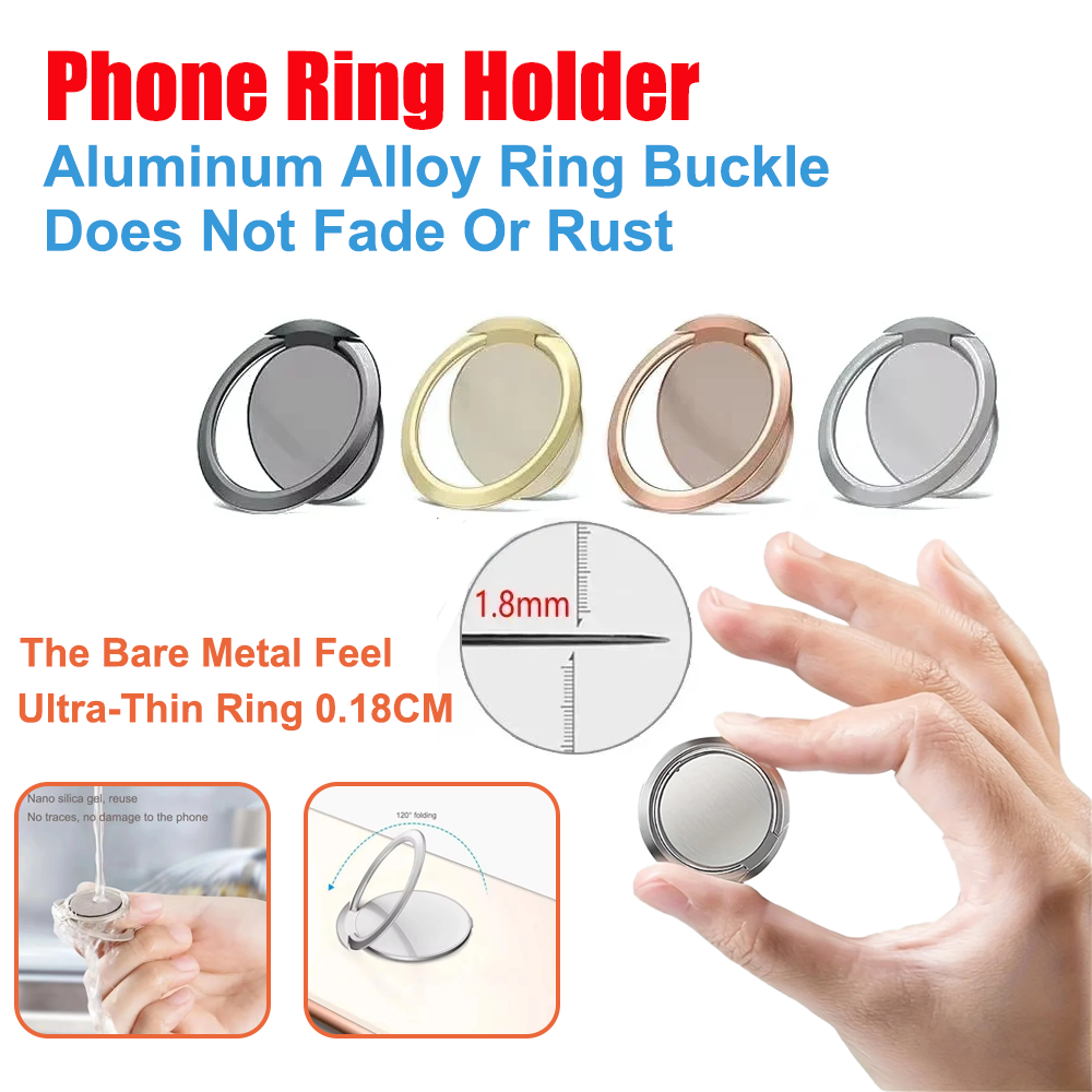 Phone Accessories Ring Holder - ที่วางโทรศัพท์แบบวงแหวนโลหะบางเฉียบ หมุนได้ 360 องศา ° ขาตั้งโทรศัพท์แบบพับได้