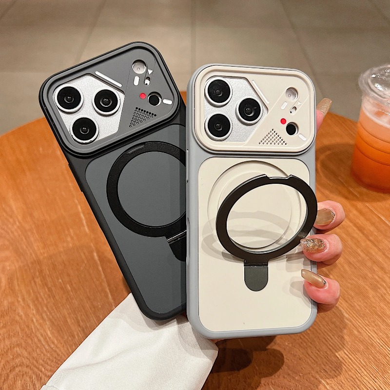 Phone Accessories Ring Holder - เคสโทรศัพท์แม่เหล็กแบบวงแหวนโลหะหรูหรา สำหรับ iPhone 17 Air 18
