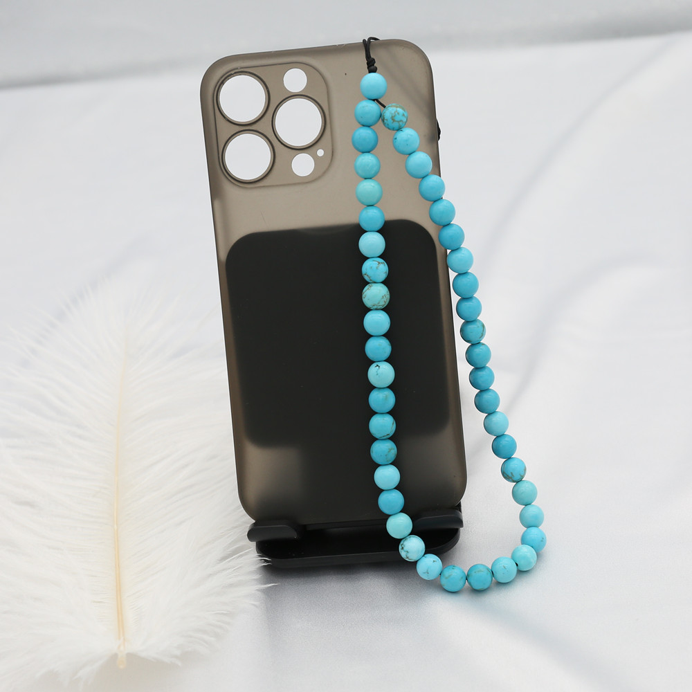 8MM Blue Turquoise Beaded โทรศ - Phone Accessories For Men บทวิจารณ์และราคา