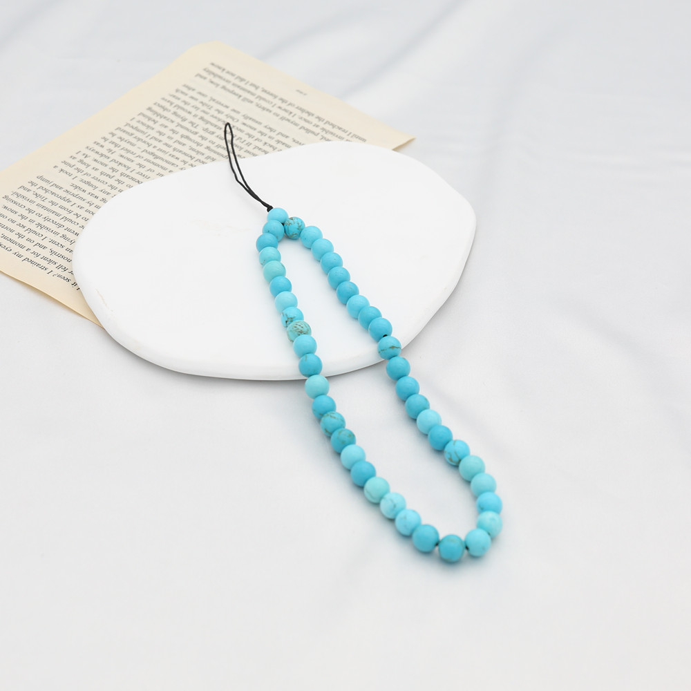 8MM Blue Turquoise Beaded โทรศ - Phone Accessories For Men บทวิจารณ์และราคา