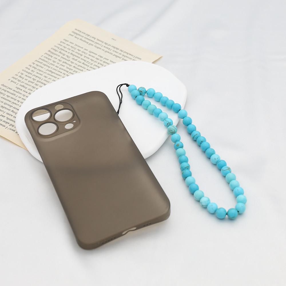 8MM Blue Turquoise Beaded โทรศ - Phone Accessories For Men บทวิจารณ์และราคา